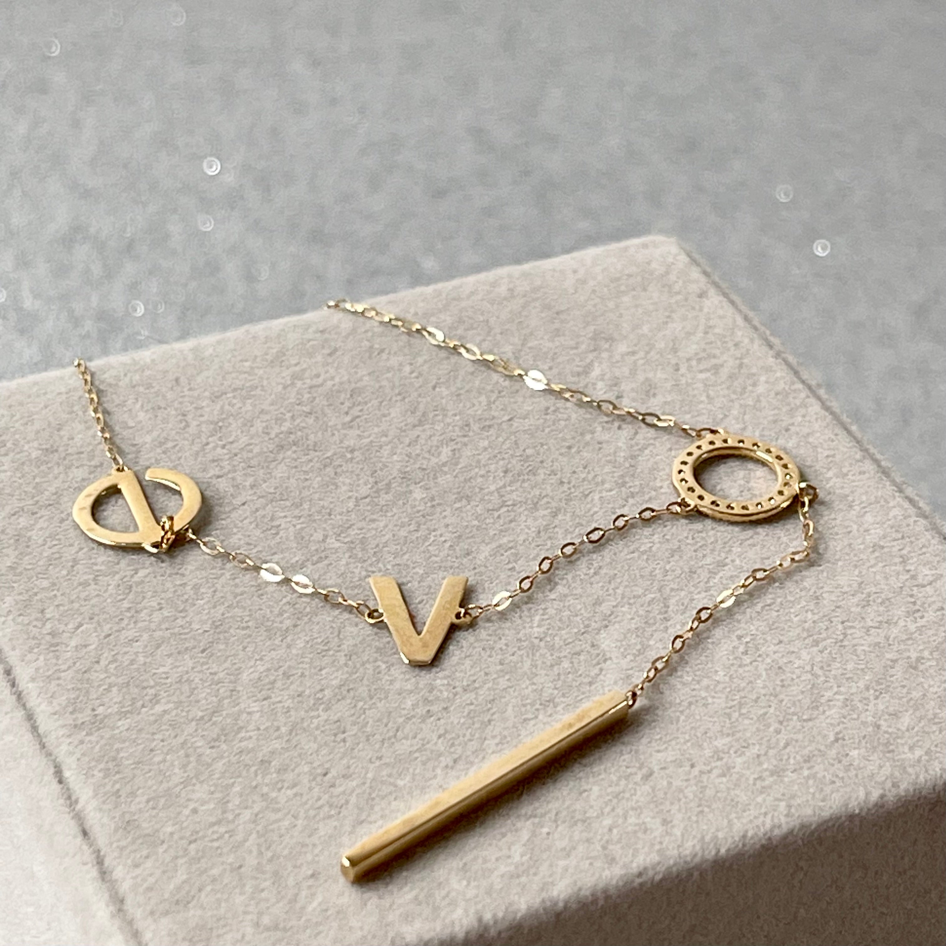 14K Yellow Gold Simple LOVE Letter Necklace