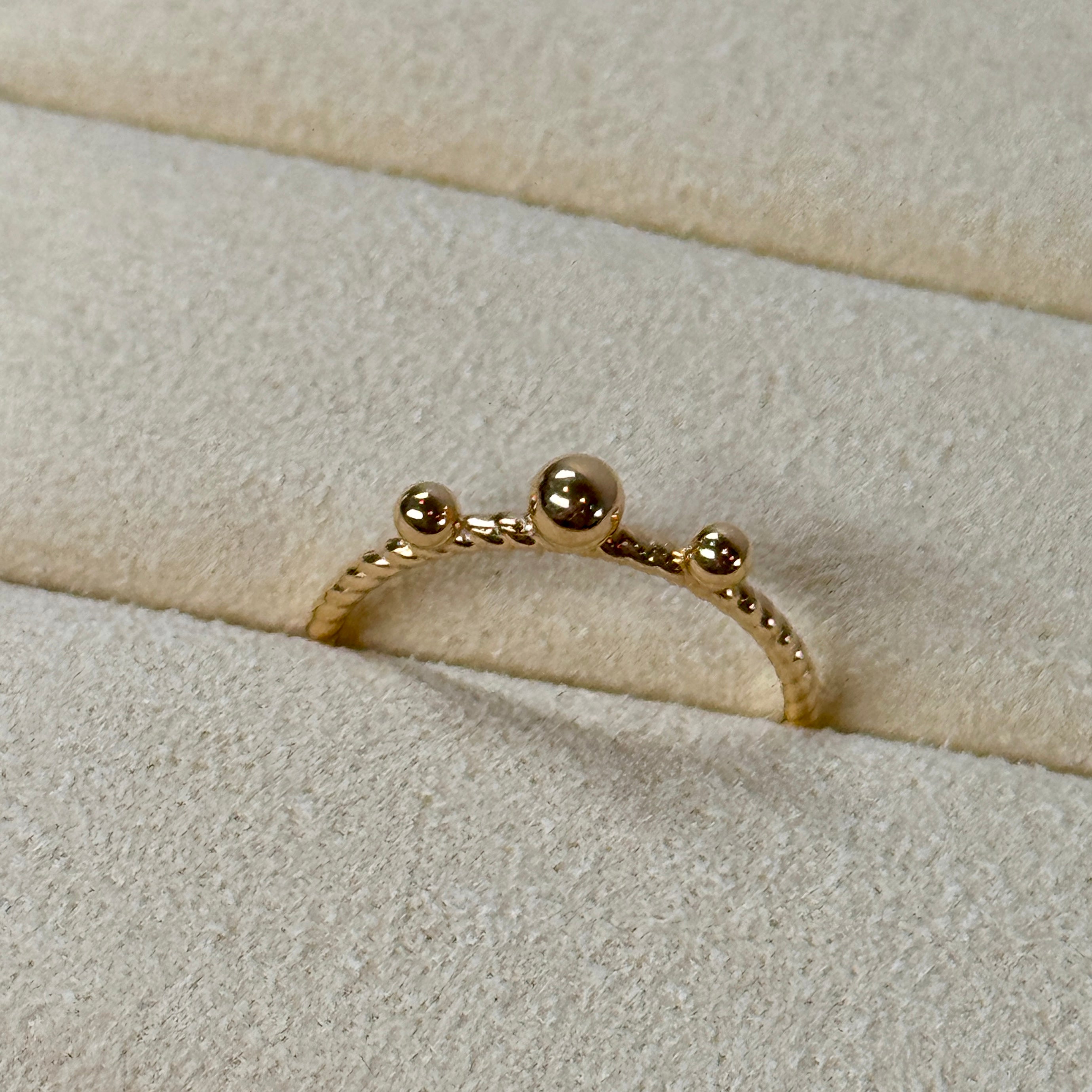 Online 14k solid gold rings with three golden balls